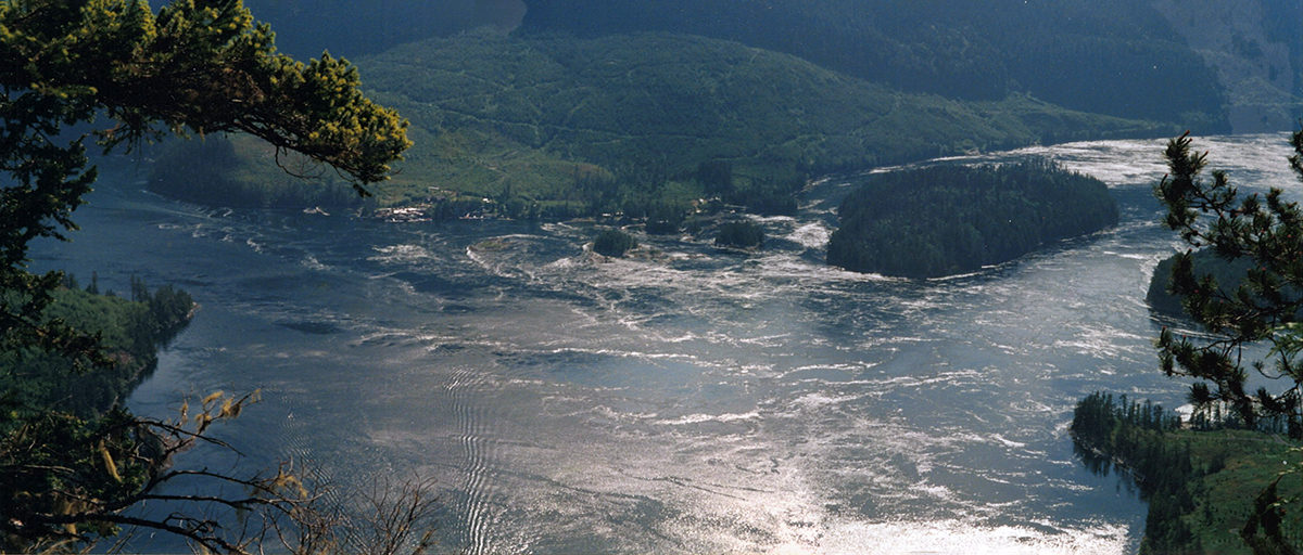 View from Mt Muelhe, Stuart Island: The Yuculta Rapids, Innes Pass and Gillard Pass